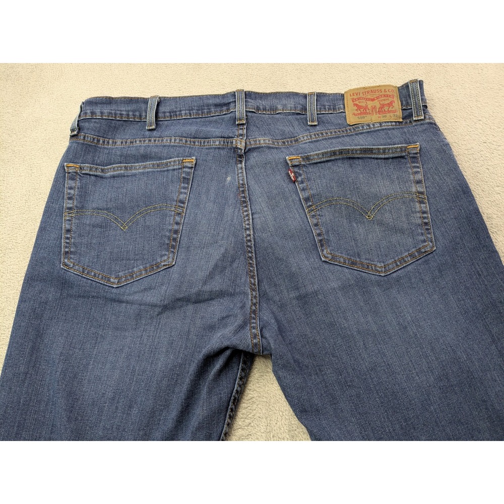 Levi's 559 Relaxed Straight Jeans Mens Size 38x32 Dark Wash Denim Pants‎ - Picture 5 of 14